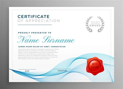 Stylish Blue Certificate Of Appreciation Template Download Free