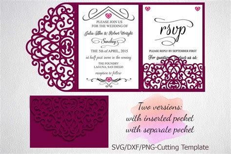 Tri Fold Wedding Invitation Pocket Envelope Svg Template
