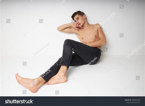 Man Sitting On Floor Naked Torso Stock Photo Shutterstock