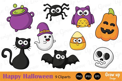 Happy Halloween Clipart Set Graphic By Grow Up Design · Creative Fabrica