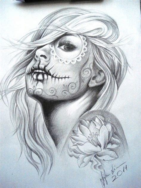 Pin By Fukuopaimai On Sugar Skulls Skull Girl Tattoo Day Of The Dead Tattoo Designs Sleeve