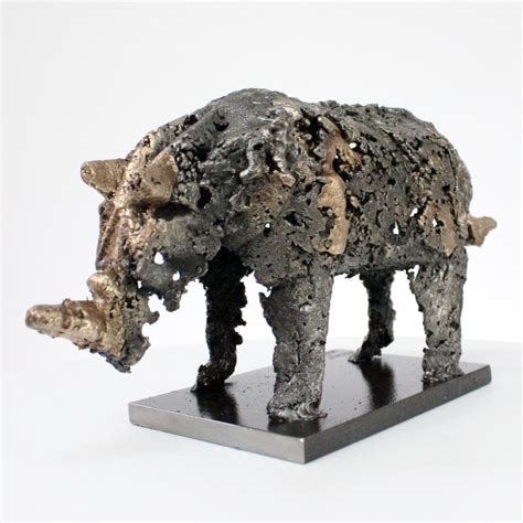 Rhinocéros 80 21 Sculpture Animalière Metal Rhinoceros Dentelle