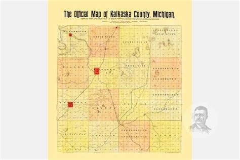 Kalkaska County Michigan Map 1898 Old Map Of Kalkaska County Etsy