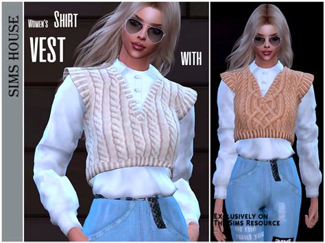 Womens Shirt With Vest By Sims House At Tsr Sims 4 Updates