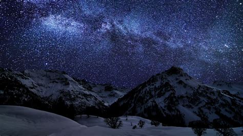 Wallpaper Night Sky Earth Sky Snow Stars Night Sea