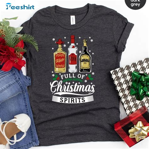 Full Of Christmas Spirits Shirt Christmas Drinking Whiskey Unisex T