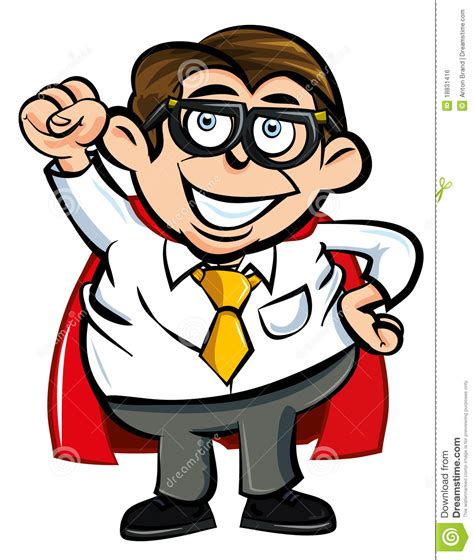 Cartoon Superhero Office Nerd Royalty Free Stock Image