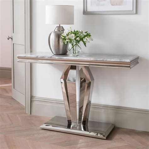 Ernest Console Table Stainless Steel And Marble Top Console And Hall
