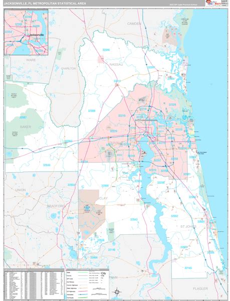Jacksonville Metro Area Fl 5 Digit Zip Code Maps Premium