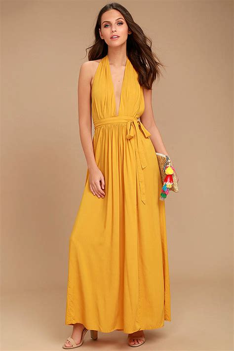 lovely mustard yellow dress maxi dress wrap dress lulus
