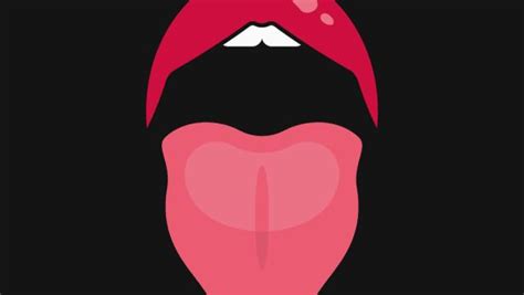 Open Mouth Women Lips And Tongue On Black Background