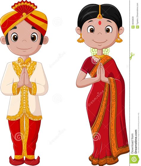 See more of pakaian couple online on facebook. Cartoon Indian Couple Wearing Traditional Costume Stock ...