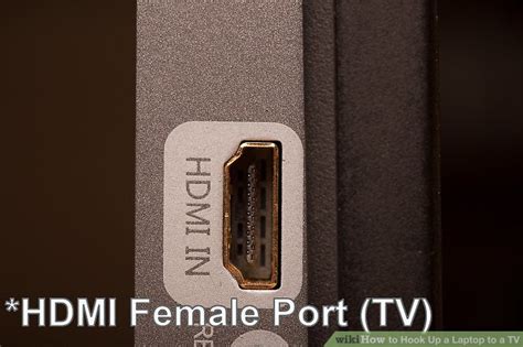 The hdmi port on the computer and the hdmi port on the tv will be exactly the same and the hdmi cable should have the same connector on both ends. How to Hook Up a Laptop to a TV: 11 Steps (with Pictures)