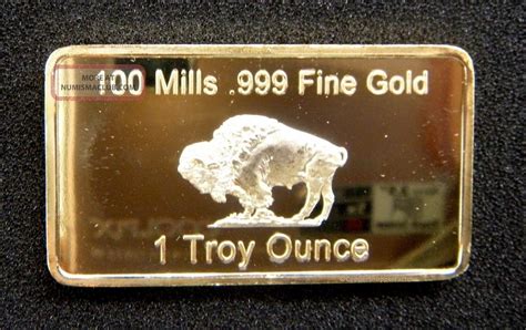 Gold Bar 1 Oz American Buffalo 100 Mills 999 24k 1 Ounce Fine