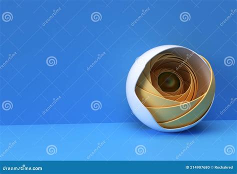 3d Golden Core Ball Hidden Inside Black Hemisphere Shell Minimalism