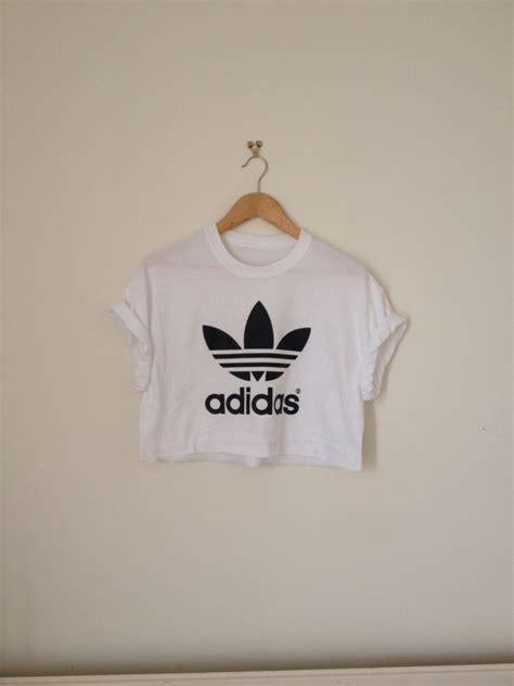 Classic White Adidas Swag Sexy Style Crop Top Tshirt Fresh Boss Dope