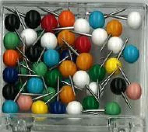 Box Of 50 Large Round Head Map Tacks Assorted Colors By Moore Push Pin