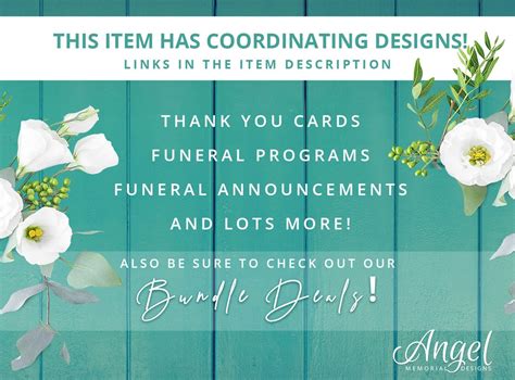 Funeral Thank You Card Printable Funeral Template Funeral Etsy