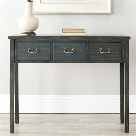 Dark walnut standard rectangle wood console table with storage. Charlton Home Robinwood 3 Drawer Console Table & Reviews ...