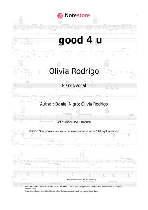 Olivia Rodrigo Good 4 U Piano Sheet Music On Note Piano