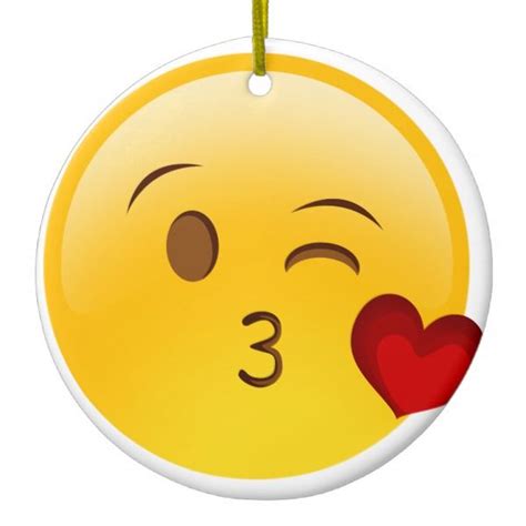 Blow A Kiss Emoji Sticker Ceramic Ornament Zazzle Emoji Christmas