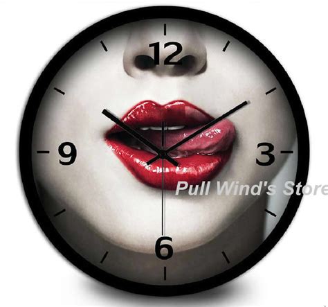 Sexy Woman Lips Wall Clock Fun Appealing Personality Wall Clock Fashion Home Decoration Clock
