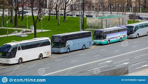 Tourist Buses Parked In The Center Of The City Editorial Image Image
