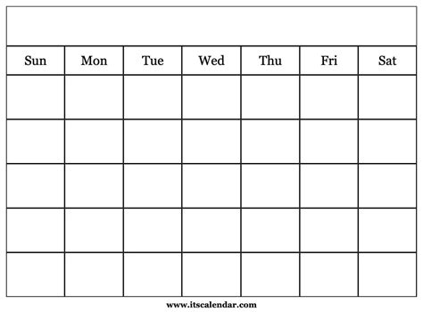 Blank Monthly Calendar To Print