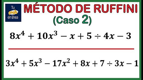 MÉTODO DE RUFFINI Caso 02 División Algebraica YouTube