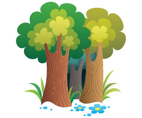 Forest Tree Trees Cartoon Nature Environment Green Eco Isolated