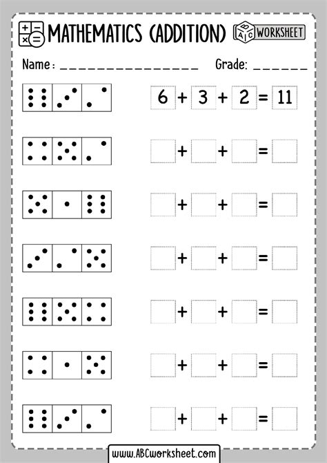 Free Printable Dice Addition Worksheets for Kids