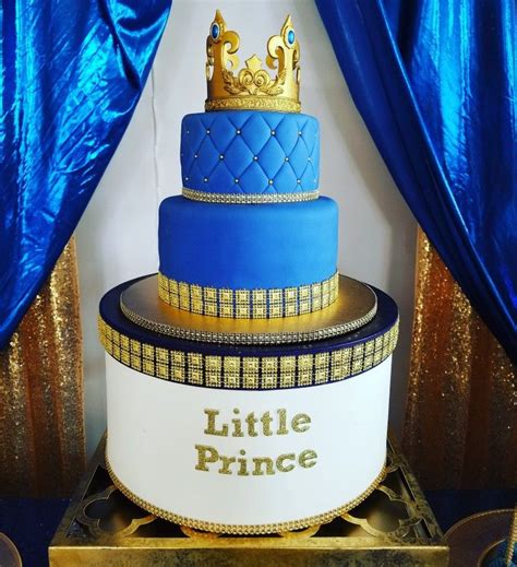 Minnie mouse is the most classic, respectable female cartoon image credit: Little prince royal blue and gold baby shower cake with crown and keepsake box | Gold baby ...