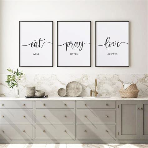 Eat Pray Love Print Set Of 3 Wall Art Kitchen Wall Art Etsy