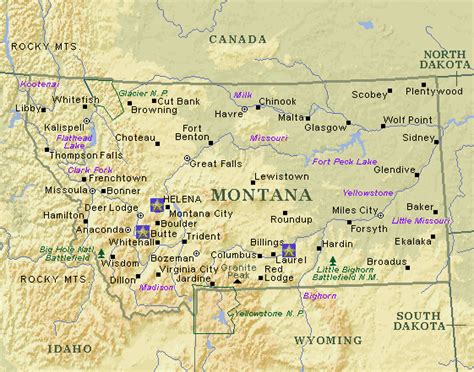 Montana Map With Cities And Towns