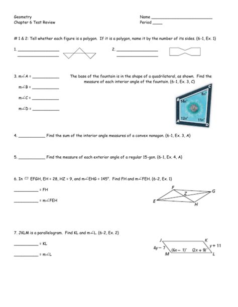 Geometry Name Chapter 6 Test Review Period 1 And 2 Tell