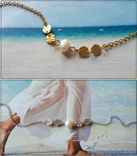 Silver Pearl Anklet Gold Anklet Bracelet With Freshwater Etsy Pearl