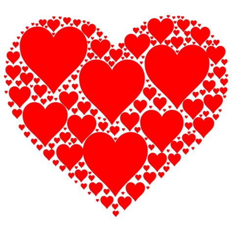 Vector Drawing Of Shiny Red Heart Made Out Of Many Small Hearts Free Svg