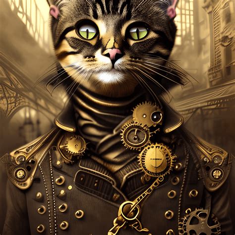 K Cat In A Steampunk Fantasy World Illustration Creative Fabrica