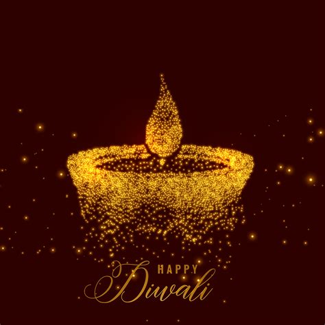 Creative Diwali Diya Made With Golden Particles Download Free Vector