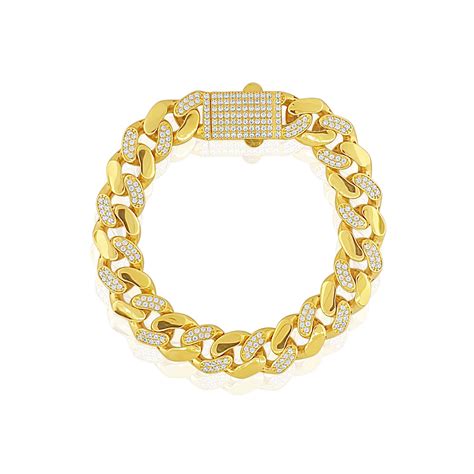 22k Curb Link Cubic Zirconia Bracelet 33g Om Jewellers