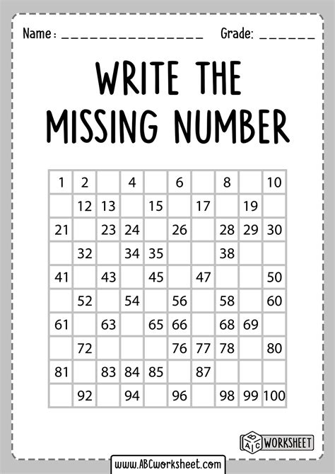 Write The Missing Numbers 1 50 Worksheet Printable Worksheet For Kids