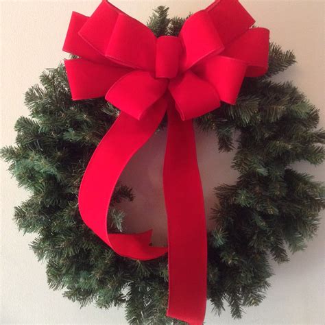 Christmas Wreath Bow Wreath Decorative Bow Red Bright Etsy