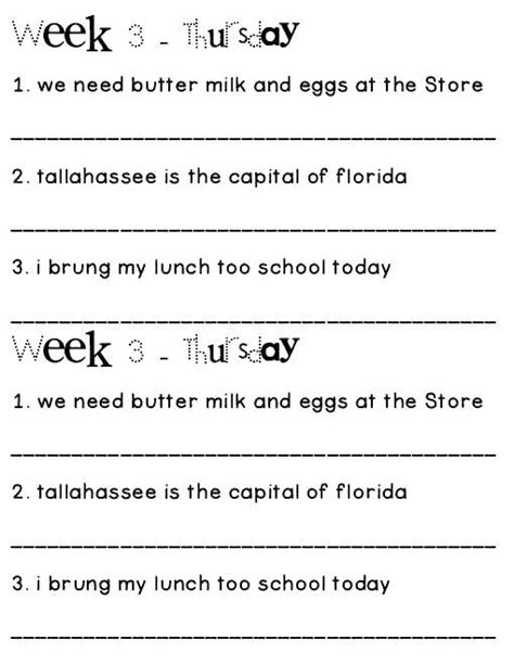 Daily Oral Language Worksheet