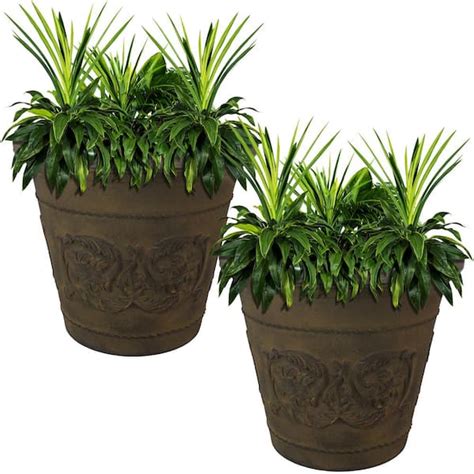 でのお Sunnydaze Arabella Flower Pot Planter， Outdoorindoor Extra Durable