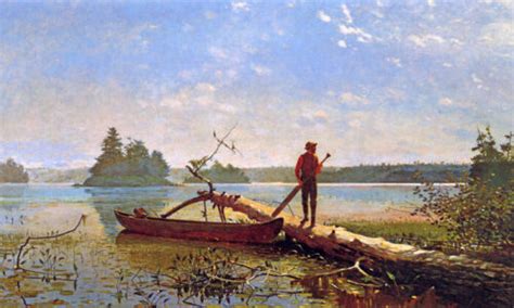 An Adirondack Lake 1870 Painting By Winslow Homer Man Canoe Repro Ebay