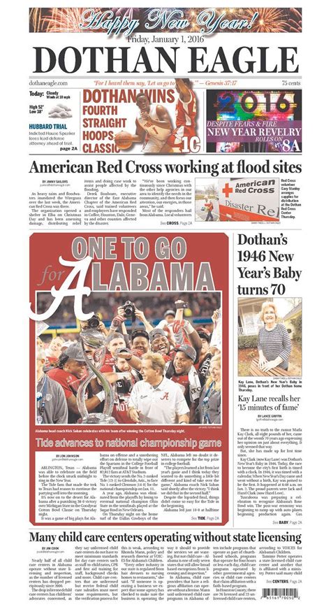 One To Go Alabama Dothan Eagle Todays Front Pages Newseum