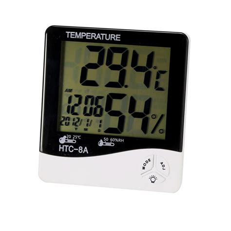 Black Round Shape Digital Temperature Humidity Meters Gauge Indoor