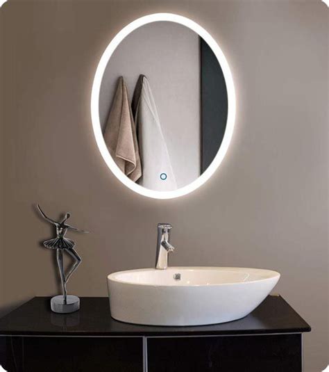 Led Round Bathroom Mirror Frosted Edge Shop Vanity Art 24 Inch Oval Led Lighted Illuminated