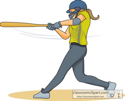 Softball Clipart Girlsoftballplayerswingsbat Classroom Clipart