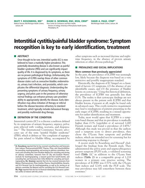 Pdf Interstitial Cystitis Painful Bladder Syndrome Symptom Recognition Is Key To Early